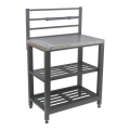 Modulo tavolo da esterno 80x47x123 cm nero/acciaio inox