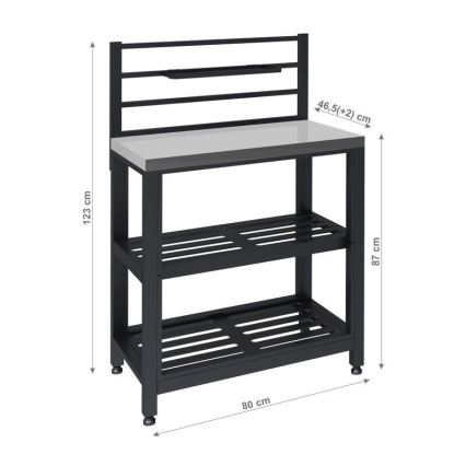 Modulo tavolo da esterno 80x47x123 cm nero/acciaio inox