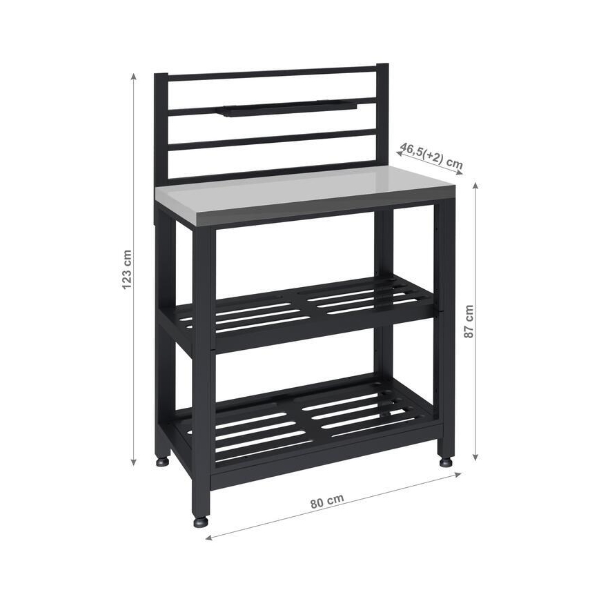 Modulo tavolo da esterno 80x47x123 cm nero/acciaio inox