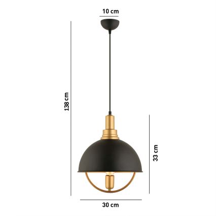 MONZA Hängeleuchte 1xE27/40W/230V Durchmesser 30 cm schwarz/ gold