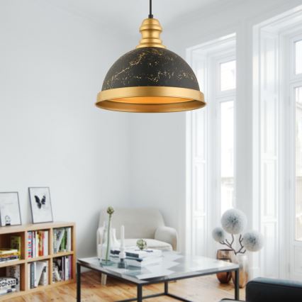 MONZA Pendelleuchte 1xE27/40W/230V Durchmesser 29 cm Schwarz/Brass