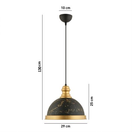 MONZA Pendelleuchte 1xE27/40W/230V Durchmesser 29 cm Schwarz/Brass