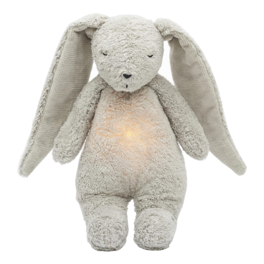 Moonie - Compagno di coccole con melodia e luce coniglietto organic grigio natur