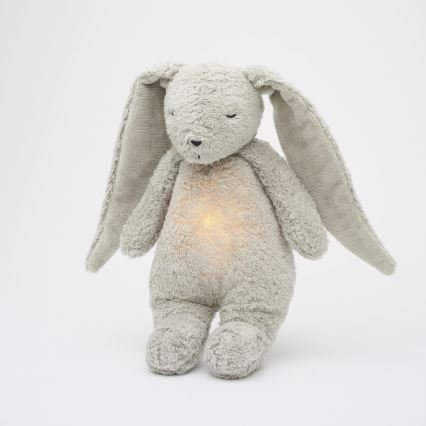 Moonie - Compagno di coccole con melodia e luce coniglietto organic grigio natur