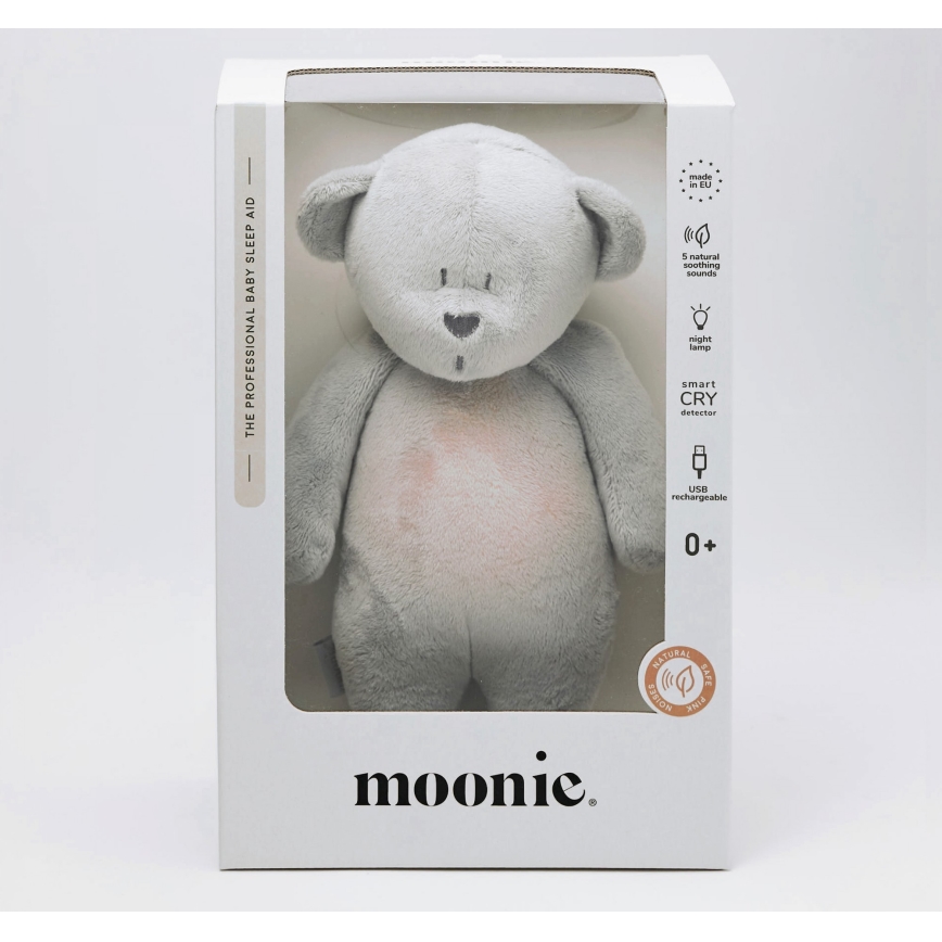 Moonie - Compagno di coccole con melodia e luce orsacchiotto 2.0 argento