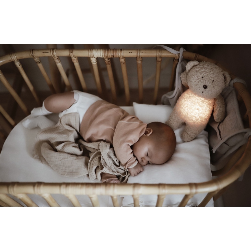 Moonie - Compagno di coccole con melodia e luce orsacchiotto 2.0 organic cappuccino