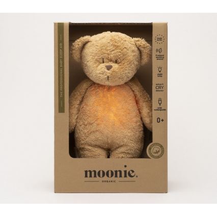 Moonie - Compagno di coccole con melodia e luce orsacchiotto 2.0 organic cappuccino