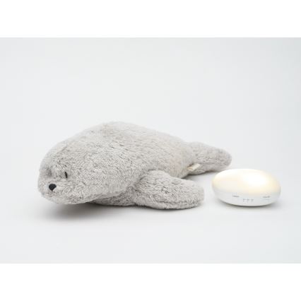 Moonie - Compagno per la nanna con melodia e luce, foca grigio organico