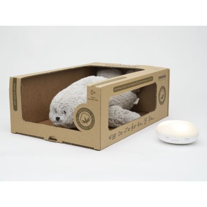 Moonie - Compagno per la nanna con melodia e luce, foca grigio organico