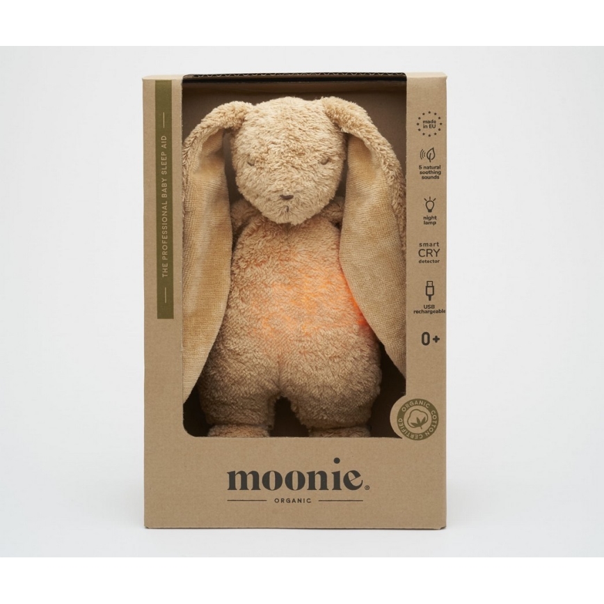 Moonie - Doudou avec mélodie et lumière lapin 2.0 organic cappuccino
