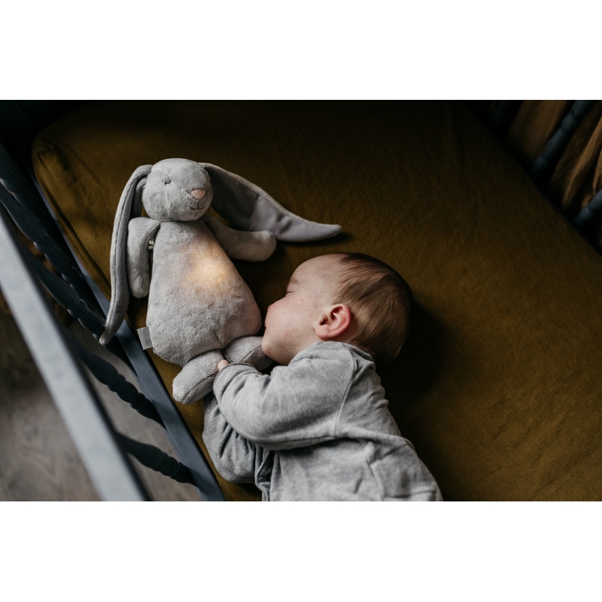 Moonie - Doudou avec mélodie et lumière lapin 2.0 organic gris