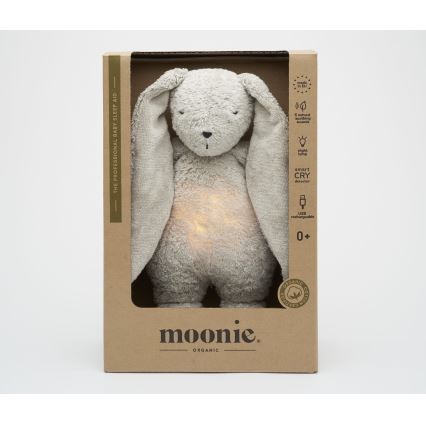 Moonie - Doudou avec mélodie et lumière lapin 2.0 organic gris