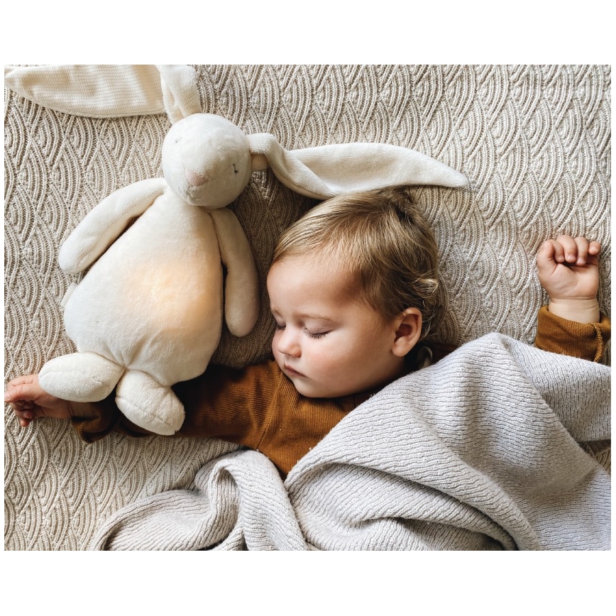 Moonie - Doudou avec mélodie et lumière lapin 2.0 organic sable