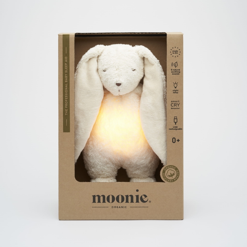 Moonie - Doudou avec mélodie et lumière lapin organic polar natur