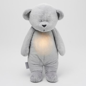 Moonie - Doudou avec mélodie et lumière ourson 2.0 argent