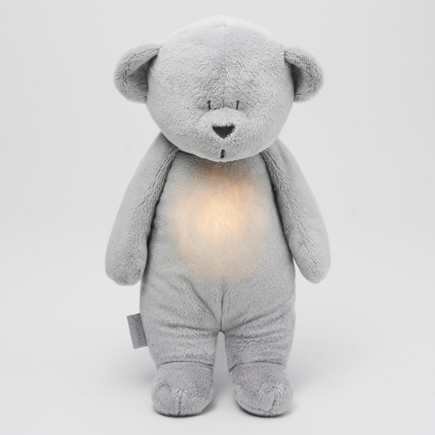 Moonie - Doudou avec mélodie et lumière ourson 2.0 argent