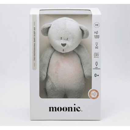 Moonie - Doudou avec mélodie et lumière ourson 2.0 argent