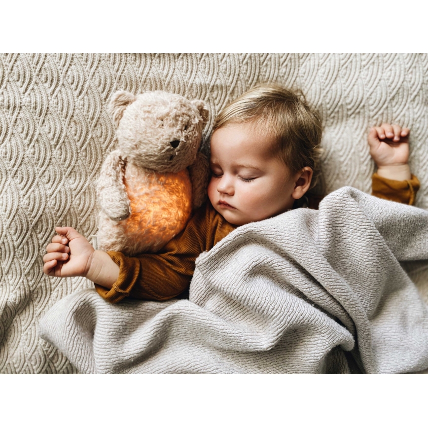 Moonie - Doudou avec mélodie et lumière ourson 2.0 organic gris