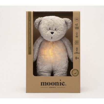 Moonie - Doudou avec mélodie et lumière ourson 2.0 organic gris