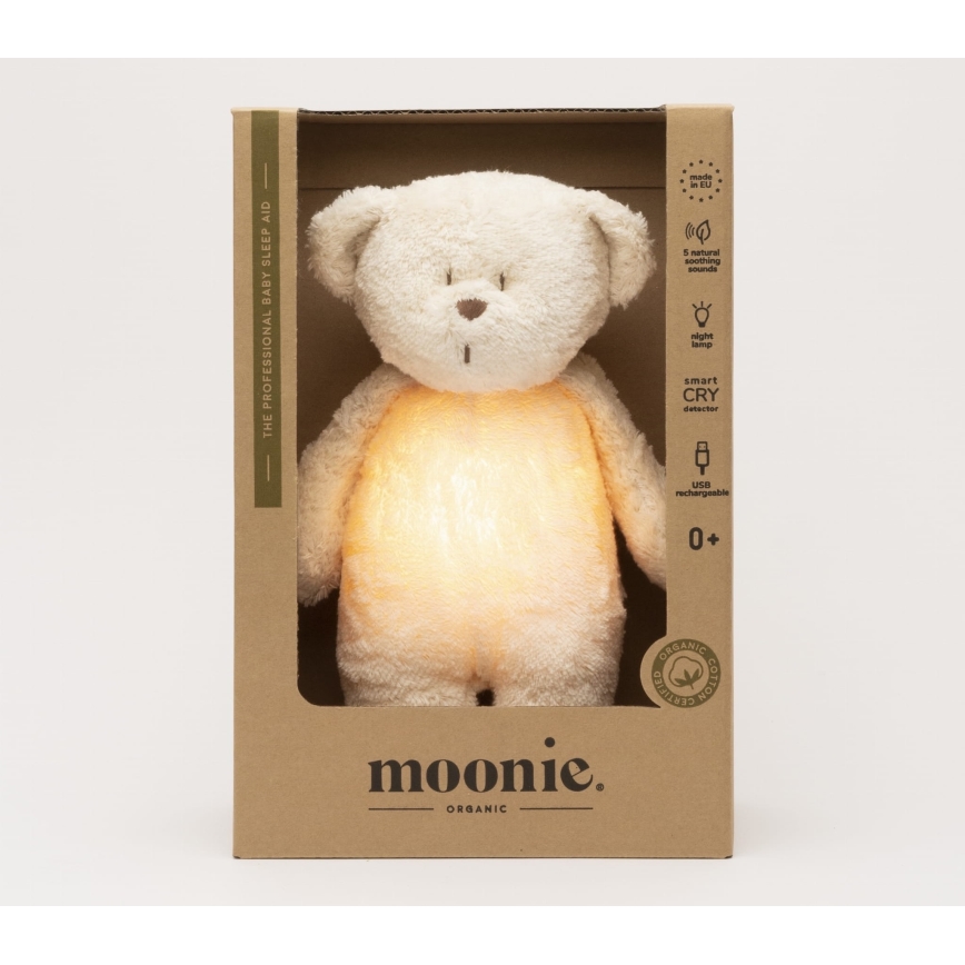Moonie - Doudou avec mélodie et lumière ourson 2.0 organic polar