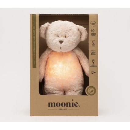 Moonie - Doudou avec mélodie et lumière ourson 2.0 organic rose