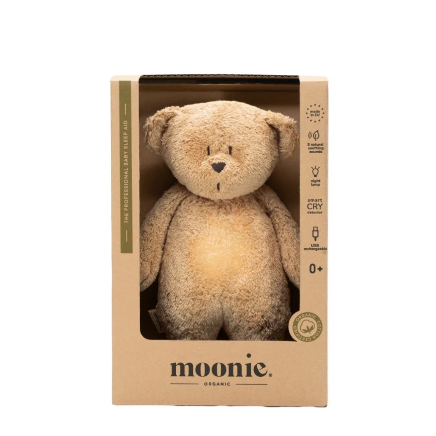 Moonie - Doudou avec mélodie et lumière ourson organic cappuccino natur