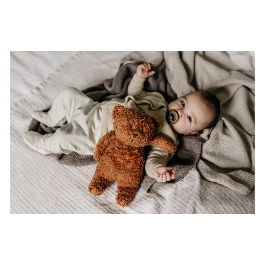 Moonie - Doudou avec mélodie et lumière ourson organic caramel natur