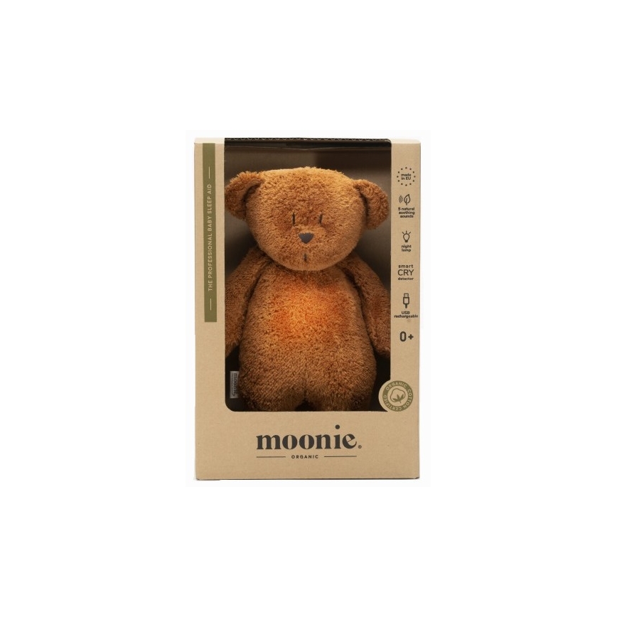 Moonie - Doudou avec mélodie et lumière ourson organic caramel natur