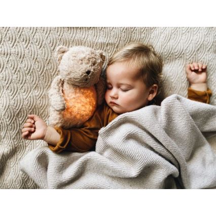 Moonie - Doudou avec mélodie et lumière ourson organic cuivre natur