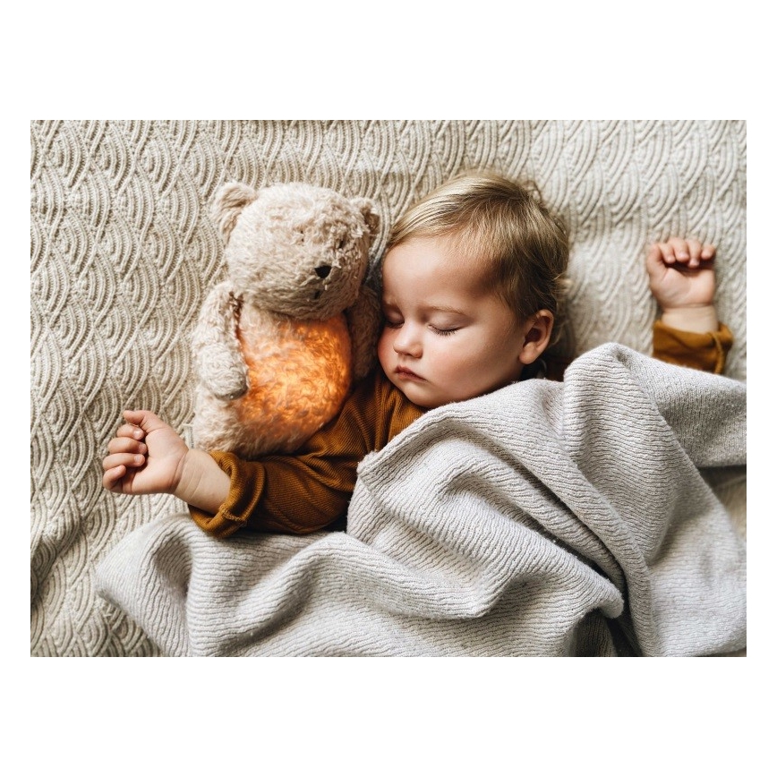 Moonie - Doudou avec mélodie et lumière ourson organic cuivre natur