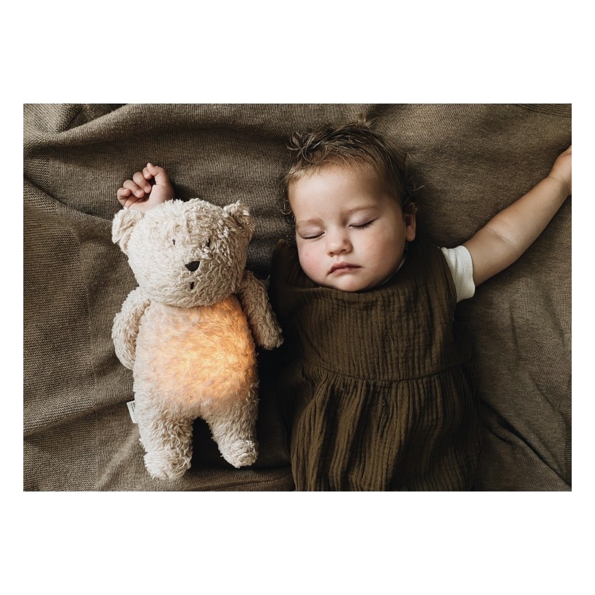 Moonie - Doudou avec mélodie et lumière ourson organic cuivre natur