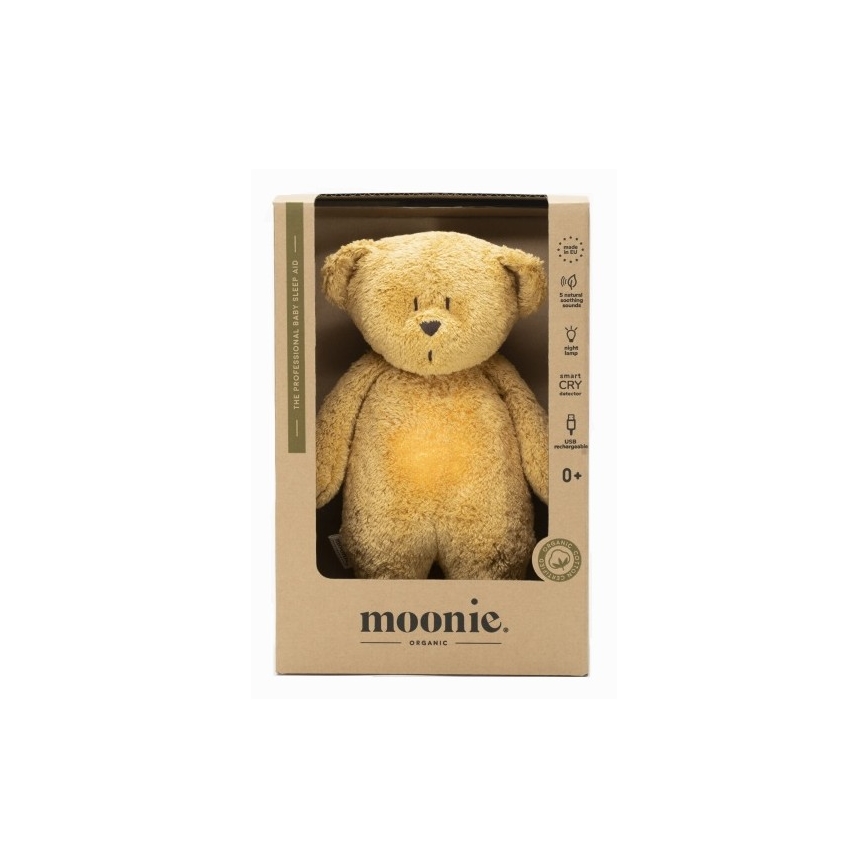 Moonie - Doudou avec mélodie et lumière ourson organic cuivre natur