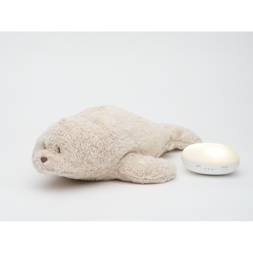 Moonie - Doudou musical et lumineux, phoque, sable organique
