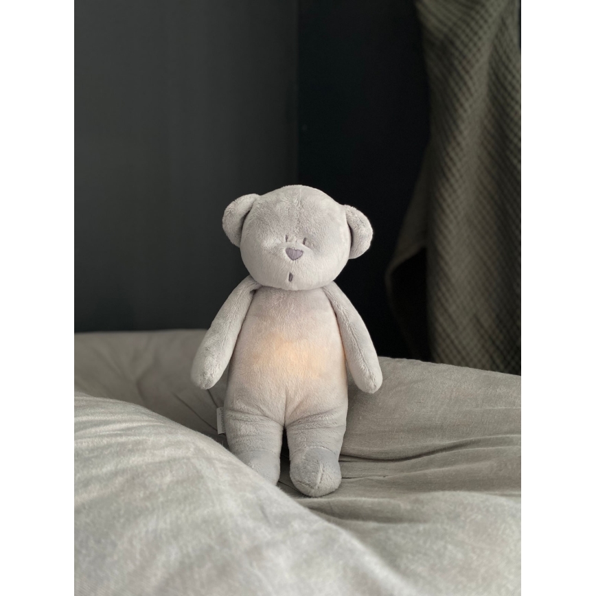 Moonie - Doudou ours avec mélodie et lumière argent