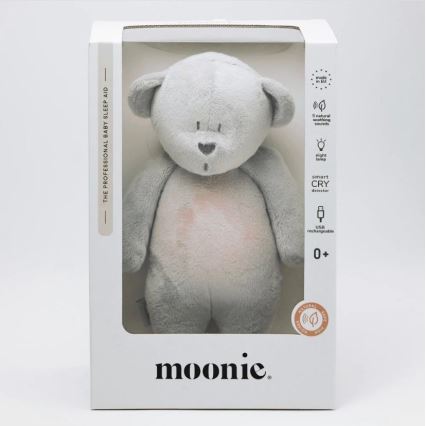 Moonie - Doudou ours avec mélodie et lumière argent