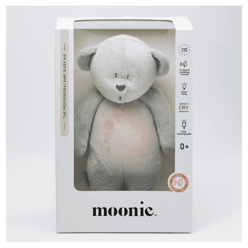 Moonie - Doudou ours avec mélodie et lumière argent