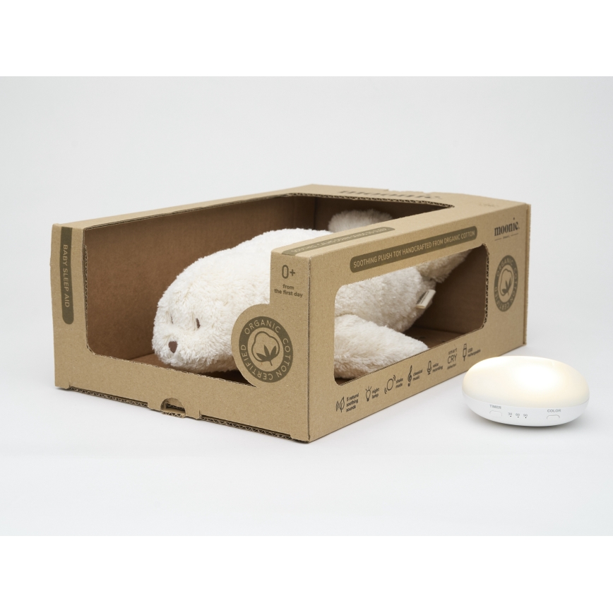 Moonie - Peluche per la nanna con melodia e luce foca Organic Polar