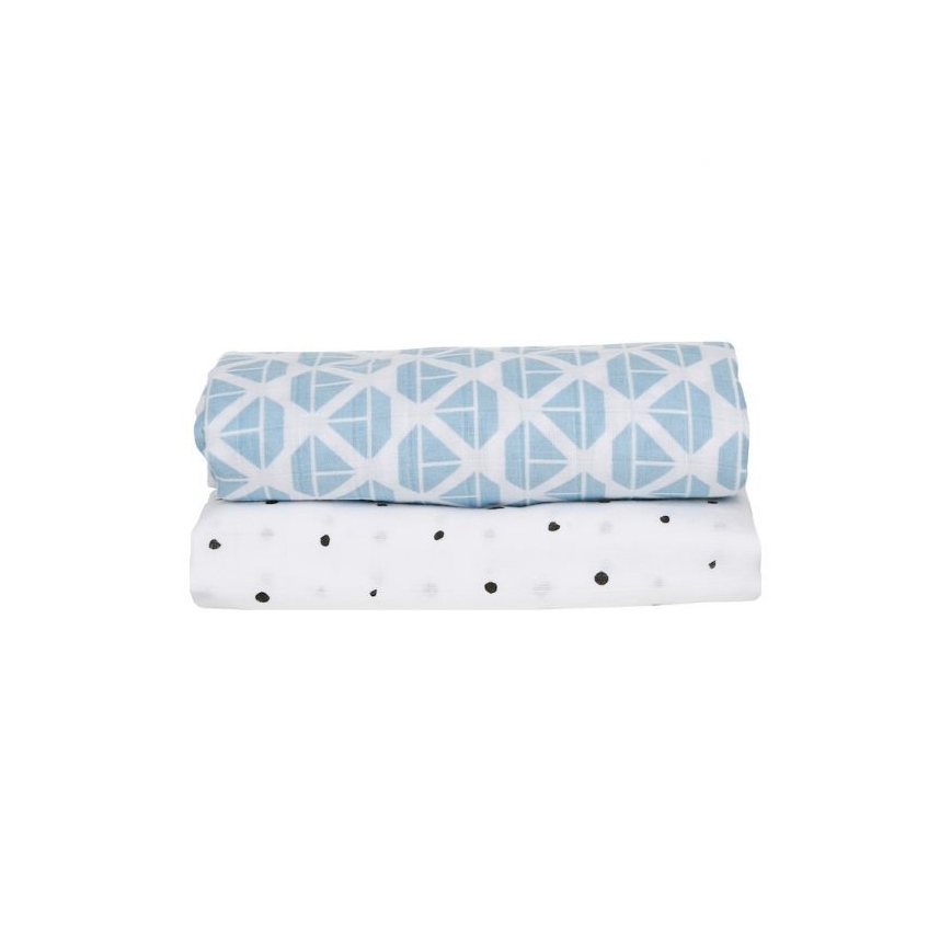 MOTHERHOOD - Coperta in mussola 2pz Blue Boats 100x120 cm