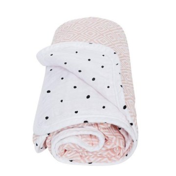 MOTHERHOOD - Coperta in mussola di cotone a due strati 95x110 cm rosa