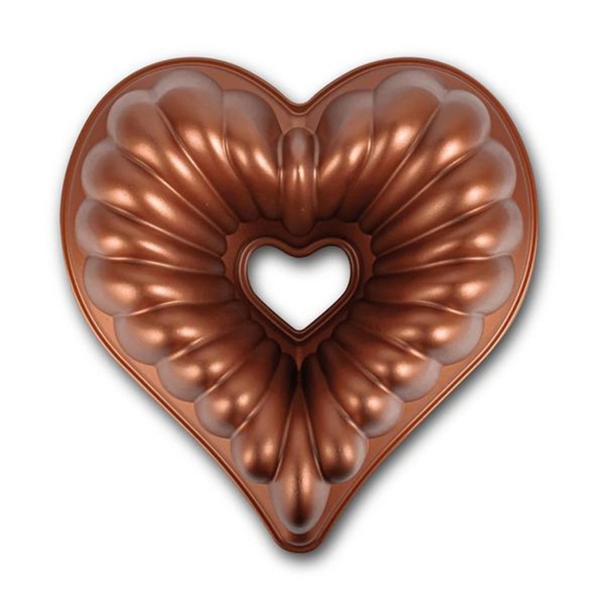 Moule à bundt KITCHISIMO en forme de cœur/cuivré