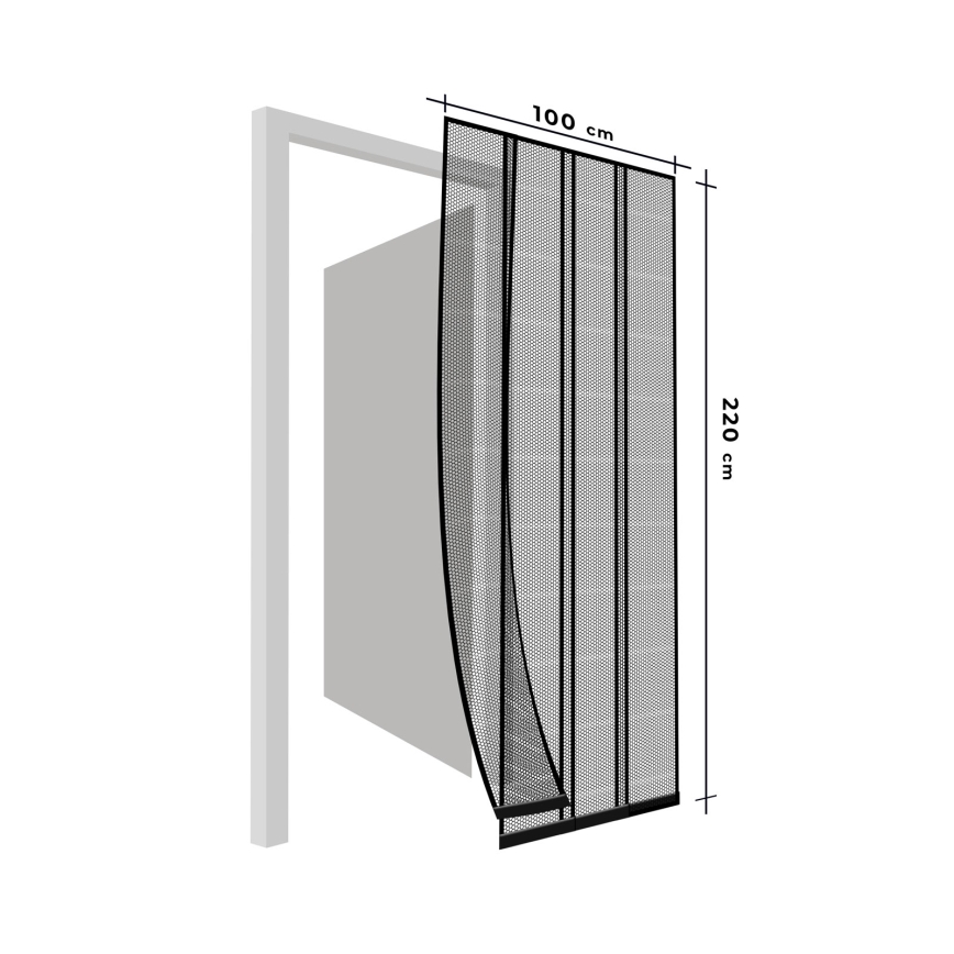 Moustiquaire de porte 100x220 cm noire