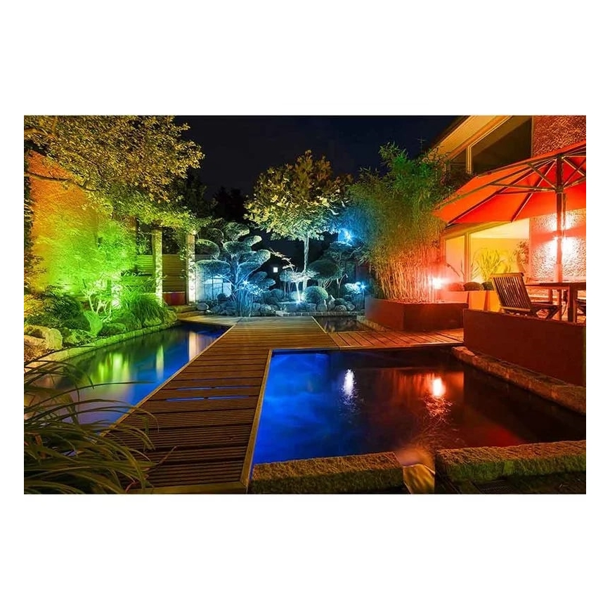 Müller-Licht - Proiettore LED RGBW dimmerabile per esterni LED/10W/230V IP65 + telecomando