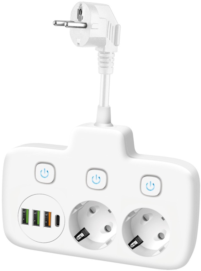 Multi-prise avec interrupteur LINEA 2x230V + 4xUSB A/C SCHUKO blanc