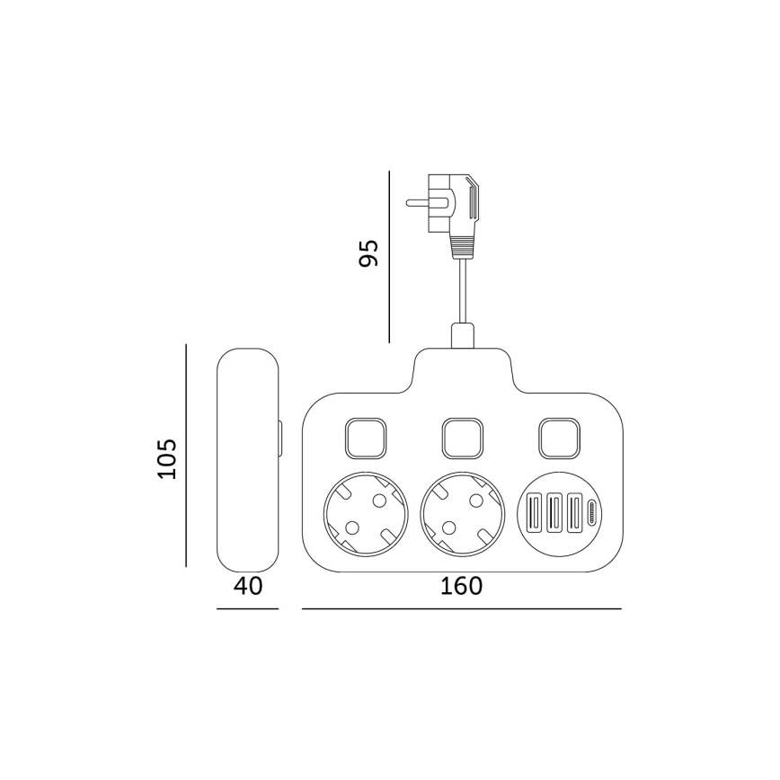 Multi-prise avec interrupteur LINEA 2x230V + 4xUSB A/C SCHUKO blanc