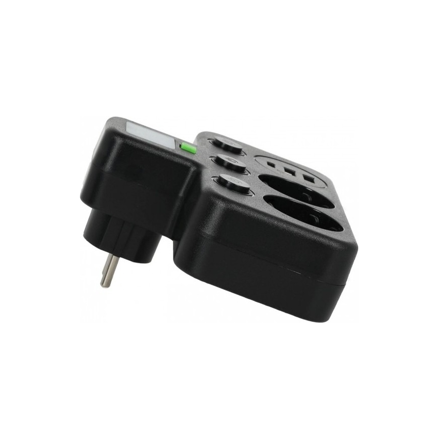 Multipresa con interruttore e illuminazione LED LINEA PRO 2Z + 3xUSB A/C SCHUKO 4000K nera