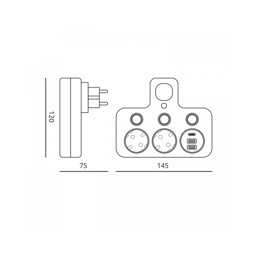 Multipresa con interruttore e illuminazione LED LINEA PRO 2Z + 3xUSB A/C SCHUKO 4000K nera