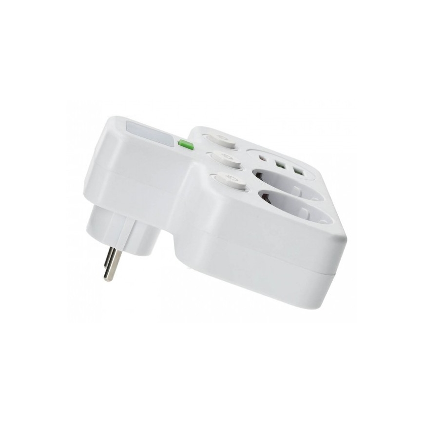 Multipresa con interruttore e illuminazione LED LINEA PRO 2 prese + 3 porte USB A/C SCHUKO 4000 K bianco