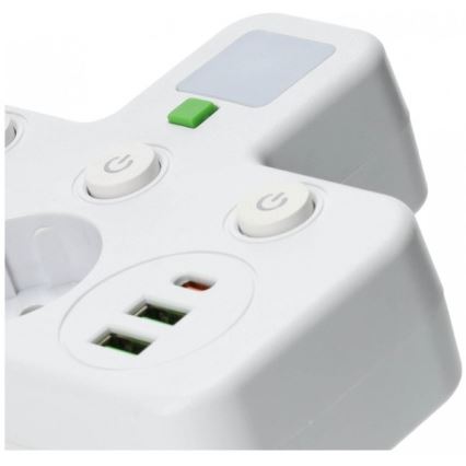 Multipresa con interruttore e illuminazione LED LINEA PRO 2 prese + 3 porte USB A/C SCHUKO 4000 K bianco