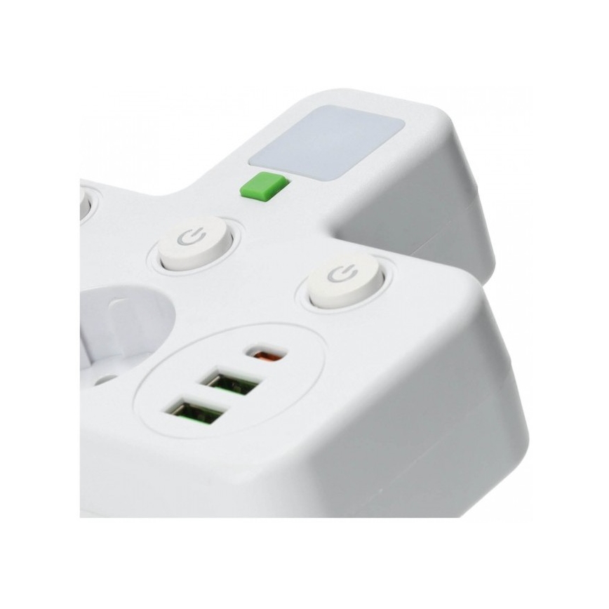 Multipresa con interruttore e illuminazione LED LINEA PRO 2 prese + 3 porte USB A/C SCHUKO 4000 K bianco