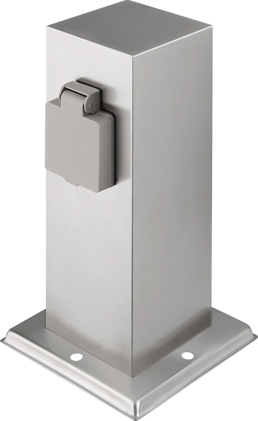 Multipresa verticale da esterno 2Z 230V IP44 cromo opaco quadrato
